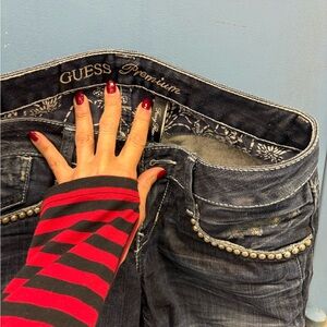 GUESS Premium Dark Blue High Rise Jeans